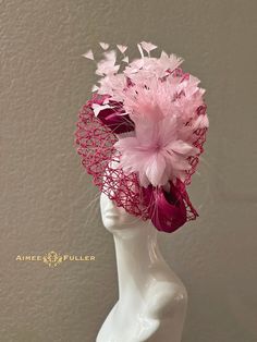 Kentucky Derby Fascinator Structured, chic hot pink crisscross woven material. Berry pink silk and matching feathers. Easy-to-wear headband fascinator makes a statement, and can be worn to a myriad of events: Easter, Bridal, Derby-Wear, Del Mar Races, Hat Contests, Church, Gala, Kentucky Derby, Melbourne Cup, High Tea, Weddings, Cocktail Parties, Weddings, and More.   *FREE SHIPPING  For more STATEMENT JEWELRY and HANDMADE HATS go to www.aimeesfuller.com Aimee Fuller has been a trusted online seller since 1999, and is excited to bring her creations back to Etsy.  Though often copied by hobbyists and even high-end department stores, discriminating fashionistas from all walks of life count on Aimee's pieces to lead the trends and make one-of-a-kind statements in their ensembles, fashion shoo Hat Silk, Cup Hat, Headband Fascinator, Kentucky Derby Fascinator, Royal Ascot Hats, Handmade Hats, Derby Fascinator, Ladies Who Lunch, Ascot Hats