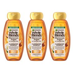 PRICES MAY VARY. Garnier Whole Blends Shampoo For Dry Hair: Say goodbye to dry, dull and damaged hair with Garnier's Illuminating Shampoo Formulated with Moroccan Argan Oil & Camellia Oil to reveal hair's silky shine. Set of 3 Shampoos Perfect For Revitalizing Shine and Strength: This sustainably-sourced argan oil shampoo with east asian camellia oil extract moisturizes and gives hydration to dry, dull hair. Restore the natural beauty of your hair with every use Naturally Crafted Illuminating Sh Whole Blends Shampoo, Dry Dull Hair, Garnier Whole Blends, Shampoo For Dry Hair, Whole Blends, Argan Oil Shampoo, Dry Hair Care, Butter Extract, Shampoo And Conditioner Set