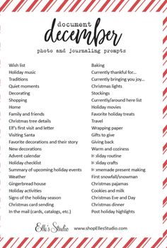 a red and white christmas printable with the words, document december photo and journaling projects