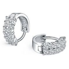 Sparkling Brilliant Cut 3.60 Ct Diamonds Hoop Earrings White Gold 14K | HarryChadEnt.com Shiny Earrings, Diamond Earrings Design, Earring Jackets, Diamond Earring, Buying Diamonds, Birthday Jewelry Gift, Sterling Silver Hoop Earrings, Diamond Hoop Earrings, Fine Jewellery Earrings