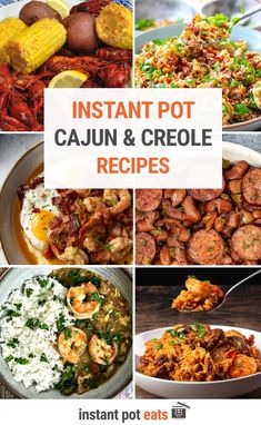 instant pot cajun and croque recipe collage with text overlay that reads instant pot cajun and croque recipes