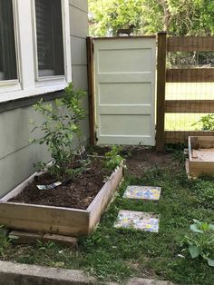 the garden is ready to be planted and put in their own boxes for sale on the side of the house