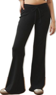 Sporty Flare Pants For Loungewear, Sporty Flare Lounge Pants, Black Flare Loungewear Pants, Casual Flare Yoga Pants For Loungewear, Black Flare Bottoms For Loungewear, Sporty Flared Bottoms For Loungewear, Casual Flare Wide Leg Pants For Loungewear, Casual Flare Wide Leg Loungewear Pants, Casual Flare Wide Leg Lounge Pants