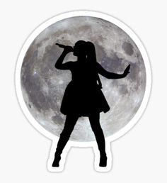 a woman standing in front of the moon with her hand on her hip sticker