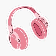 pink headphones sticker on a white background