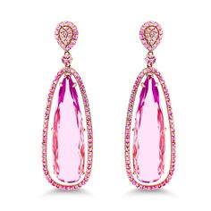 22.96ctw pear shape kunzite and round pink sapphire accent tension post earrings Luxury Oval Pink Earrings, Luxury Pink Oval Earrings, Pink Pear-shaped Gemstone Jewelry, Fine Jewelry Pink Briolette Earrings, Pink Diamond Accent Earrings For Formal Occasions, Pink Briolette Fine Jewelry Earrings, Modern Pink Gemstone Jewelry, Formal Pink Earrings With Diamond Accents, Fine Jewelry Pink Briolette Jewelry