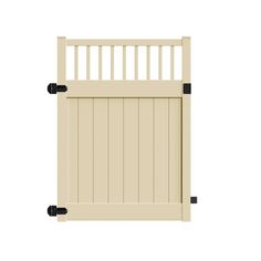 a white gate with black handles on the top and bottom bars, against a white background