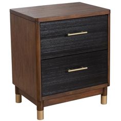 BringsophisticationandstyleintoyourspacewiththisDarkWalnutandBlackModDrawerNightstand.Thisnightstandisahighqualitypiececraftedofdurablemahoganywoodandveneerandfinishedinadashingcombinationofdarkwalnutstain,blackrattantexture,andgoldaccents.Therearetwodrawersforstoragemakingthisboldanddashingpieceagreatchoiceformodernspaces.FeaturesMahoganySolidsandVeneerFullyAssembledMetalBallBearingDrawerGlidesSpecifications Rattan Texture, Mid Century Nightstand, Black Rattan, Black Nightstand, Cal King Bedding, Dark Walnut Stain, Wood Joinery, 2 Drawer Nightstand, Bedside Tables Nightstands