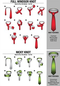 Types Of Tie Knots, Simple Tie Knot, How To Tie A Necktie, Full Windsor Knot