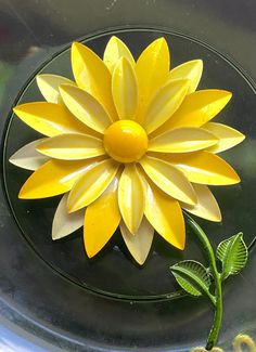 This is a gorgeous yellow large flower metal brooch. It was a staple in the 1960's and now trending vintage costume jewelry must haves!  The design of this brooch incorporates a bright cheery floral motif with metal used for the petals of flower. The double row of petals gives it more volume and a three-dimensional appearance.  This design is handcrafted with pieces that include multi-colored enamel. Just exquisite decor closer to artisan and sculptural work of the times. Bring this special beau Cheap Vintage Yellow Jewelry, Vintage Yellow Flower Brooch, Easter Sunday Brunch, 70s Flower Power, Jewelry Must Haves, Mid Century Fashion, Exquisite Decor, Sunflower Jewelry, Flower Yellow