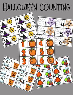 halloween counting game with pumpkins and witches