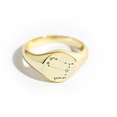 The new birth is always the best time to celebrate something special, and this gold signet ring is the perfect way to remember this momentous occasion. Personalized gifts have a certain charm, but with unique zodiac jewelry, you can offer the family something that's special for both the parent and the child. This zodiac ring comes in three different colors and with various constellation rings to match the special zodiac associated with the birth. A zodiac flower ring is more than a generic or am Symbolic Zodiac Sign Promise Ring, Zodiac Sign Ring Jewelry Gift, Symbolic Zodiac Sign Rings For Anniversary, Symbolic Zodiac Sign Rings, Zodiac Sign Ring For Anniversary, Zodiac Sign Anniversary Ring Jewelry, Zodiac Sign Anniversary Ring, Virgo Ring, Aries Ring