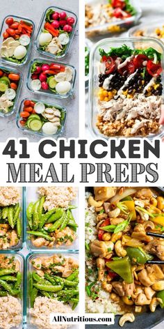 Simplify your week with easy chicken meal prep! These flavorful chicken dinners are perfect for meal prep for the week, making healthy eating a breeze. Enjoy a variety of tasty, prepped chicken meals ready to go whenever you need them!  ... less Chicken Recipe For Meal Prep, Meal Prepped Dinners, Healthy Chicken Meal Prep For The Week, Meal Prep Healthy Freezer Meals, Meal Prep For The Week With Chicken, Family Friendly Meal Prep, Meal Prep For Chicken, Pregnancy Meal Prep Lunch Ideas, Meal Prep For The Week Chicken