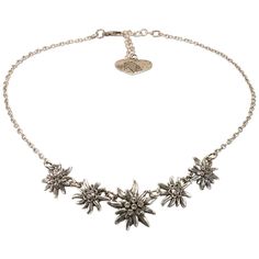 PRICES MAY VARY. Length traditional costume necklace: approx. 15.75 + 2.76 inches extension chain (ca. 40 cm + 7 cm), Edelweiss partly with rhinestones: ca. 2 x 2 cm und 1,5 x 1,5 cm Beautiful, simple dirndl jewelry made of a fine metal chain, necklace made by hand, comfortable to wear Traditional costume necklace perfect for bavarian costume outfits (dirndl, lederhosen, traditional blouse, Oktoberfest) The Edelweiss Symphony necklace impresses with its five Edelweiss. Partly decorated with rhin Edelweiss Jewelry, Bavarian Costume, Jewelry Traditional, Costume Necklaces, Costumes For Women, Metal Chain, Costume Accessories, Costume Jewelry, Womens Jewelry Necklace