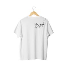 These modern inspired bride shirts are perfect for your Hen's party or Wedding day! The shirt is a crew neck Tee. For a more oversized look size up 1-2 sizes from your normal size. Please see size guide in our photos. Product is hand make with vinyl and heat transfer, care must be taken when washed. We recommend a gentle cold hand wash and hang dry. Bride Tee, Hens Party, Oversized Look, Bride Shirts, Cold Hands, Hen Party, Look Plus, Bride Wedding, Crew Neck Tee