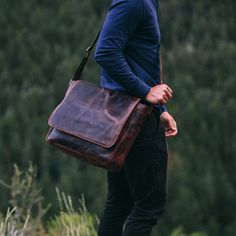 Leather Messenger Bag For Men For 15 and 17 Inch Laptops Brown Worn Messenger Bag Leather, Leather Messenger Bag Men, Denim Pocket, Leather Laptop Bag, Business Professional, Leather Laptop, Buffalo Leather, Leather Messenger Bag, Wild And Free