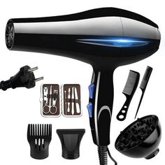 Hair Dryer 2200W Professional Powerful Hair Dryer Fast Heating Hot And Cold Adjustment Ionic Air Blow Dryer with Air Collecting Note: Only applies to the countries that the voltage is 220-240V, not for those voltage is 110-120V. Ship from China packed with air column bag,ship from Russian packed with box. This appliance should only used on human hair, can\\\'t used on synthetic hair or wigs. Please clean the wind inlet / outlet regularly to ensure a smooth ventilation. Please keep you hands dry when using it. Do not use this appliance near bathtub, shower, washbasin or other containers filled with water. It is recommended that adult supervision if this hair dryer is intended for use by children. Feature: 2 speed and 3 heat settings, let your hair drying and styling flexible. Besides, there Magic Hair Curlers, Blow Hair, Contour With Eyeshadow, Automatic Hair Curler, Hair Blow Dryer, Hair Care Tools, Ionic Hair Dryer, Professional Hair Dryer, Hair Dryer Brush