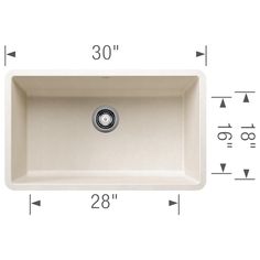 an image of a white sink with measurements