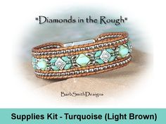 an image of a bracelet with beads and stones on the bottom, in turquoise tones