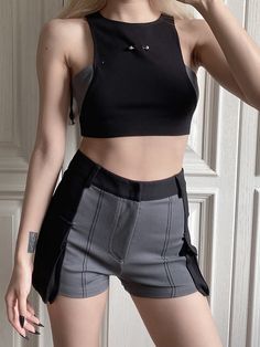 Features: It features high waist shorts, pocket on both sides.  Attention: This price includes a pair of shorts only, others are not included.  Size Chart:   	 		 			Size(cm) 			XS 			S 			M 			L 		 		 			Waist 			60.5 			63 			65.5 			68 		 		 			Hip 			79.5 			82 			84.5 			87 		 		 			Shorts Length 			31.4 			32 			32.6 			33.2 		 	   (Inevitable measurement error 2-3cm.) Punk High Waist Summer Shorts, Fitted Punk Shorts, Fitted Punk Style Shorts, High Waist Punk Shorts For Alternative Fashion, Edgy High-waisted Shorts For Club, Trendy High-waist Shorts For Alternative Fashion, Trendy High Waist Shorts For Alternative Fashion, Trendy Shorts For Alternative Fashion, Trendy Shorts For Summer Alternative Fashion