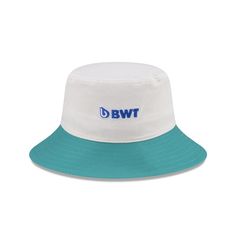 The 2024 Miami Race Special BWT Alpine F1 Team Bucket Hat features a woven Welcome to Florida BWT Alpine F1 Team patch at the front with a calypso green brim and a pink underbrim. Casual Short Brim Hat For Sports Events, White Flat Brim Bucket Hat For Streetwear, Casual White Bucket Hat With Flat Brim, White Summer Sports Bucket Hat, Sporty White Bucket Hat, Casual Visor Bucket Hat For Streetwear, White Bucket Hat For Spring Streetwear, White Cotton Visor Bucket Hat, White Sports Bucket Hat