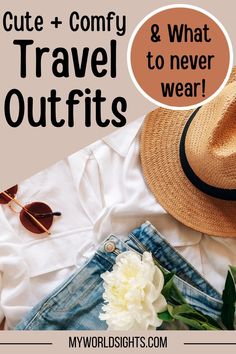 Read all about airplane outfits and what to wear on a plane. Learn all about travel outfits, flight outfits, and airport outfits. Find out more about comfy travel outfits at myworldsights.com Clothes To Wear In California, What To Wear On Plane To Mexico, What To Wear On A Plane, Air Plane Outfit