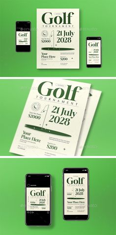 an image of some green and white papers on top of each other with the words golf in