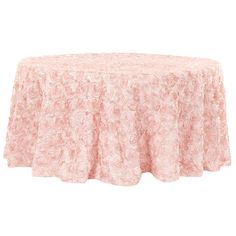 a pink table cloth with roses on it