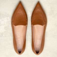 The Gia - Tan - Tumbled Calf Leather - M.Gemi Elegant Pointed Toe Ballet Flats For Everyday, Modern Pointed Toe Ballet Flats For Everyday, Formal Pointed Toe Flats With Branded Insole, Elegant Brown Pointed Toe Slip-on Flats, Classic Pointed Toe Ballet Flats For Office, Elegant Brown Slip-on Pointed Toe Flats, Casual Pointed Toe Ballet Flats For Office, Brown Casual Pointed Toe Flats For Work, Casual Brown Pointed Toe Flats For Work