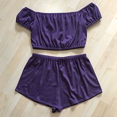 Fitted Solid Color Sets For Vacation, Fitted Sets For Vacation In Solid Color, Fitted Solid Color Vacation Sets, Fitted Vacation Sets In Solid Color, Purple Cotton Sets For Summer, Fitted Two-piece Crop Top For Summer, Summer Two-piece Stretch Sets, Stretch Two-piece Set For Summer, Stretch Two-piece Sets For Summer