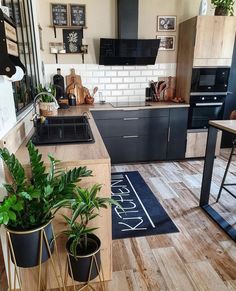 the kitchen is clean and ready to be used as a dining room or living area