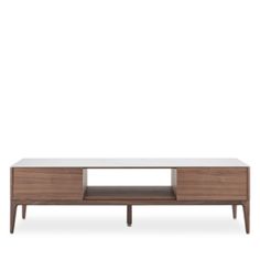 an image of a coffee table with two drawers on one side and a shelf on the other