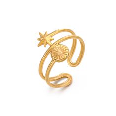 ADJUSTABLE OCTAGONAL STAR RING Adjustable Gold Star-shaped Rings, Adjustable Gold Star Ring, Star Ring, Colour Star, Ring For Women, Adjustable Ring, Adjustable Rings, Summer Sale, Men Fashion