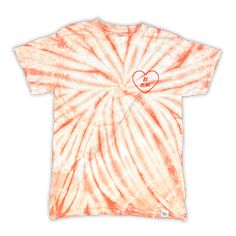 Go casual in our Be Mine Tie Dye unisex tee. Pairs perfectly with the "Be Mine" series. Casual Red T-shirt With Heart Graphic, Casual Orange T-shirt With Screen Print, Heart Graphic T-shirt For Spring Streetwear, Spring Heart Graphic T-shirt For Streetwear, Casual Soft-washed Red T-shirt, Cotton T-shirt With Heart Graphic And Relaxed Fit, Cotton T-shirt With Heart Graphic In Relaxed Fit, Orange Casual T-shirt With Screen Print, Red Heart Graphic T-shirt For Streetwear