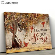 I Am With You Always Autumn Forest Red Cardinals Canvas Wall Art - Bible Verse Canvas - Religious Prints Christian Canvas Art, Red Cardinals, Christian Canvas, Bible Verse Canvas, Divine Beauty, Art Bible, Red Cardinal, Canvas Gift, Autumn Forest