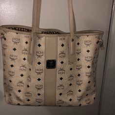 Beige Mcm Tote Bag In Good Condition , Only Sitting In Dust Bag . Not Being Used . Mcm Tote Bag, Medium Tote Bag, Mcm Bags, Monogram Tote, White Tote, Leather Bucket Bag, Medium Tote, Black Tote, Small Tote