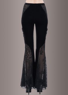 Velvet Leggings Outfit, Velvet Bell Bottoms, Black Lace Choker Necklace, Goth Stuff, Black Lace Choker, Romantic Goth, Velvet Flowers, Velvet Leggings, 70s Inspired