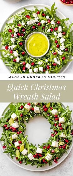 Image for Quick Christmas Wreath Salad Christmas Wreath Dessert, Christmas Wreath Salad, Wreath Salad, Holiday Dinner Sides, Healthy Holiday Sides, Christmas Eve Appetizers, Christmas Dinner Sides, Christmas Vegetables, Clematis Varieties