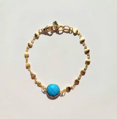 Danie Bracelet - MINU Jewels Turquoise Jade Round Bracelet, Blue 14k Gold-filled Bracelet Jewelry, Luxury Hand-strung Turquoise Bracelets, Turquoise Gemstone Crystal Bracelet, Bohemian Style, Hand-strung Turquoise Jade Bracelets, Plating, Turquoise, Chain, Blue