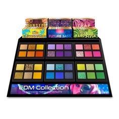 Let us take you on a trip into the vibrant world of EDM Vibrant Eyeshadow. Use each individual palette to create a color themed look that everyone will be raving about! Collect them all to complete the rainbow spectrum for endless combinations of vibrant eyeshadows! EDM Collection w/ Display Set - Holds 4 pcs x 6 palettes Back-up stock: Add’l 4pc ea See individual items: EDM Collection Shades Included 38081, 38082, 38083, 38084, 38085, 38086 Dimensions 12.5" /W x 12.5" /D x 6.5" /H Makeup Wholesale, Rainbow Spectrum, Beauty Games, Contour Palette, Gel Cleanser, Makeup Items, Acrylic Display, Colorful Makeup, Matte Lipstick