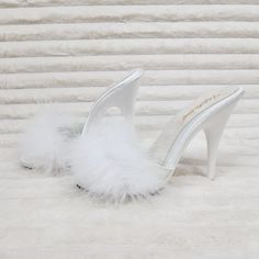 Brand New Fabulicious A Pleaser Brand Items 5" (12.7cm) Heel, 3/8" (1cm) Platform Marabou Sandals Summer Feathered Heels, Party Sandals With Feathers And Open Toe, Spring High Heel Sandals With Feathers, Feathered Open Toe Sandals For Party, Chic Sandals With Feathers For Summer, Glamorous Party Heels With Feather Trim, Chic Summer Sandals With Feathers, Chic Feathered Sandals For Spring, Chic Heels With Feather Trim And Round Toe