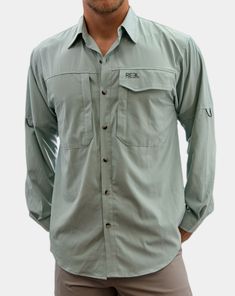 Up River Men's Button Down Fishing Shirt Engineer Uniform, Kemeja Tactical, Casual Button-up Outdoor Shirt, Casual Fishing Shirt With Pockets, Button-up Camp Shirt With Pockets, Rugged Button-up Shirt For Outdoor, Casual Button-up Camp Shirt With Welt Pockets, Tactical Shirt, Fishing Shorts