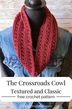 the crocheted cowl is shown on top of a mannequin