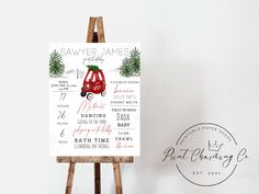 an easel with a christmas card on it