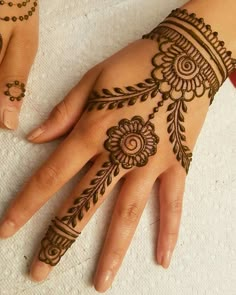 two hands with henna tattoos on them