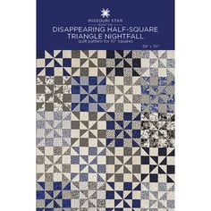 a book with blue and white designs on it, titled disapening half - square triangles