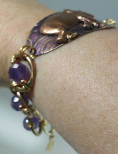 Elegant Elephant bracelet one of a kind unique purple | Etsy Owensboro Ky, Elephant Bracelet, Unique Bracelets, February Birthstone, Amethyst Beads, Purple Backgrounds, February Birth Stone, Purple Amethyst, Chain Link Bracelet