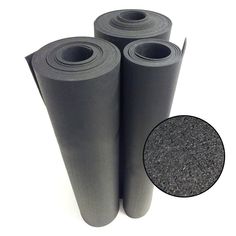 three rolls of black felt are next to each other