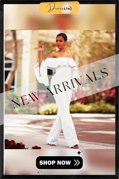 Sexy Strapless Off Shoulder Ruffles Long Jumpsuit Chic Strapless Jumpsuit With Ruffles For Evening, Party Jumpsuits And Rompers With Ruffles, Elegant Strapless Jumpsuit With Ruffles For Party, Strapless Ruffled Jumpsuits And Rompers For Date Night, Glamorous Fitted Jumpsuits And Rompers With Ruffles, Chic Evening Strapless Jumpsuit With Ruffles, Glamorous Ruffled Jumpsuits And Rompers For Night Out, Glamorous Ruffled Jumpsuits For Night Out, Flirty Strapless Jumpsuit For Spring Night Out