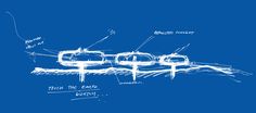 a blueprint drawing of a train station with the names and description on it's side